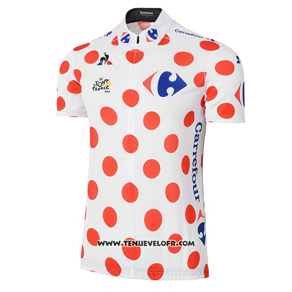 2017 Maillot Ciclismo Tour DE France Blanc et Rouge Manches Courtes et Cuissard